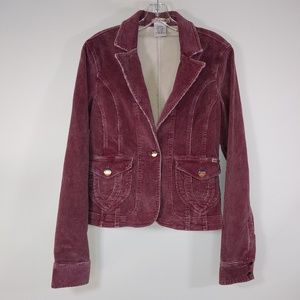 Billabong Women's Vintage Y2K Corduroy Jacket Plum Size Medium